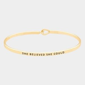 She Believed She Could Engraved Mantra Bracelet